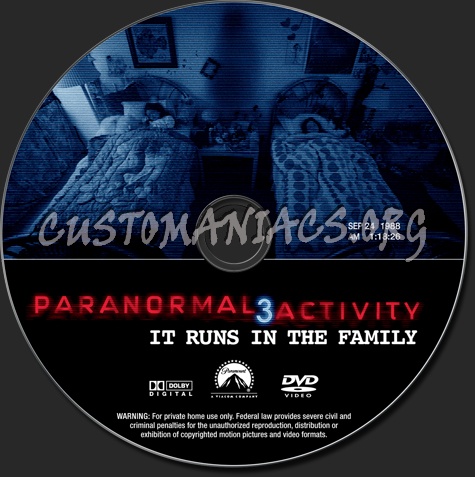 Paranormal activity 3 dvd label