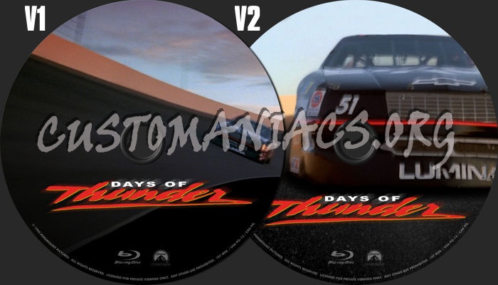 Days of Thunder blu-ray label