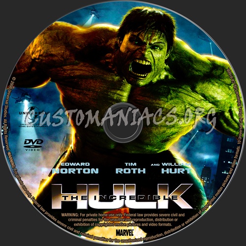 The Incredible Hulk dvd label