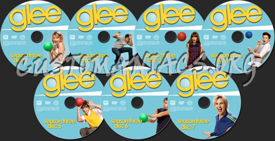 Glee season three dvd label