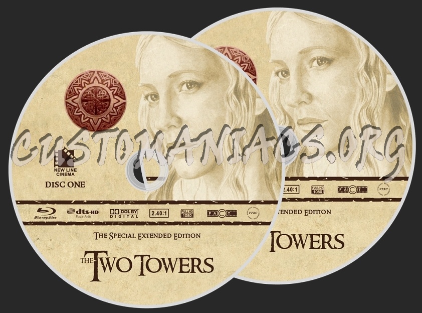 Two Towers Extended blu-ray label