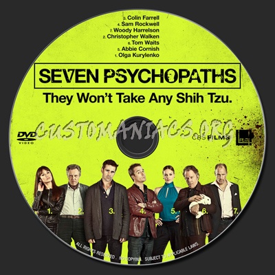 Seven Psychopaths (2012) dvd label