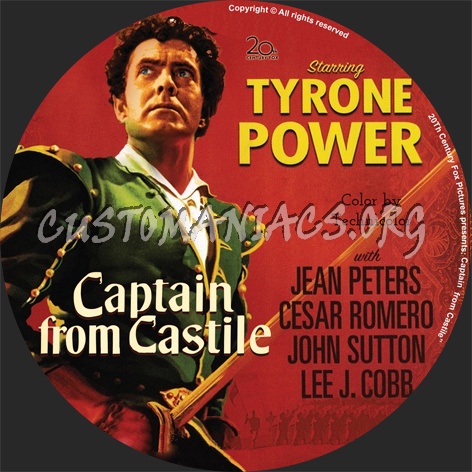 Captain from Castile dvd label