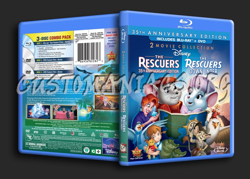 The Rescuers / The Rescuers Down Under blu-ray cover