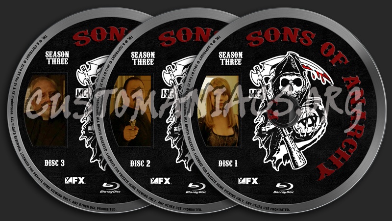 Sons Of Anarchy Season 3 blu-ray label