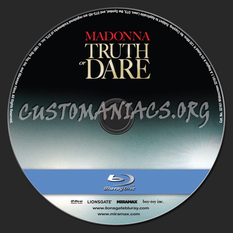 Madonna Truth or Dare blu-ray label