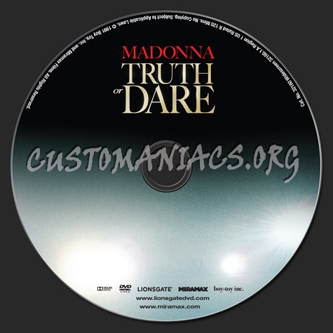 Madonna Truth or Dare dvd label
