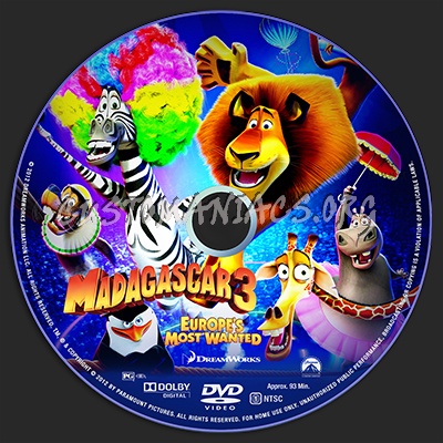 Madagascar 3: Europe's Most Wanted dvd label