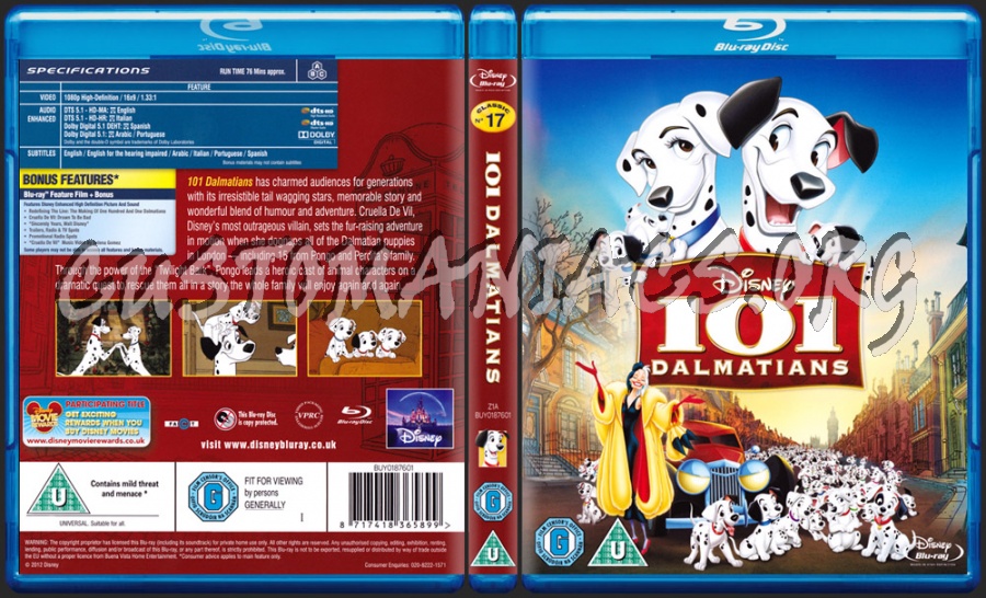 101 Dalmatians blu-ray cover