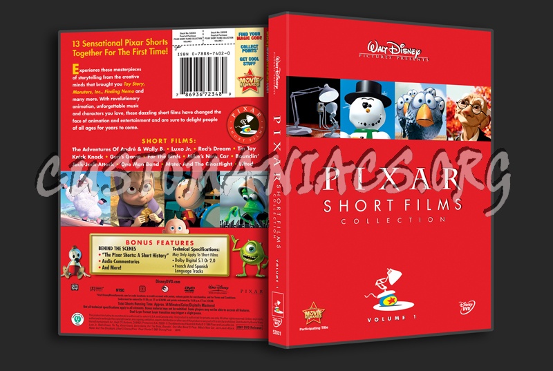 Pixar Short Films Collection Volume 1 dvd cover