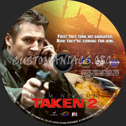 Taken 2 (2012) dvd label
