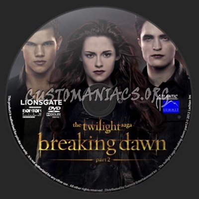 Twilight Saga: Breaking Dawn: Part Two dvd label