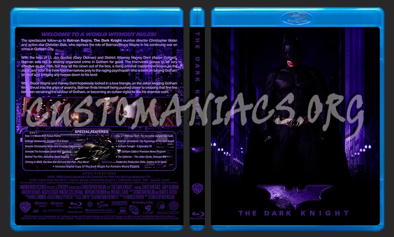 Christopher Nolan Trilogy - Batman Begins - The Dark Knight - The Dark Knight Rises blu-ray cover