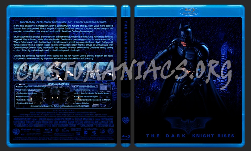 Christopher Nolan Trilogy - Batman Begins - The Dark Knight - The Dark Knight Rises blu-ray cover