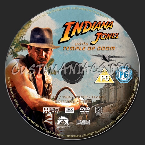 Indiana Jones and the Temple of Doom dvd label