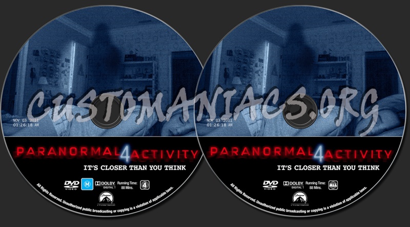 Paranormal Activity 4 dvd label