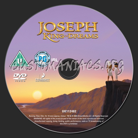Joseph King of Dreams dvd label