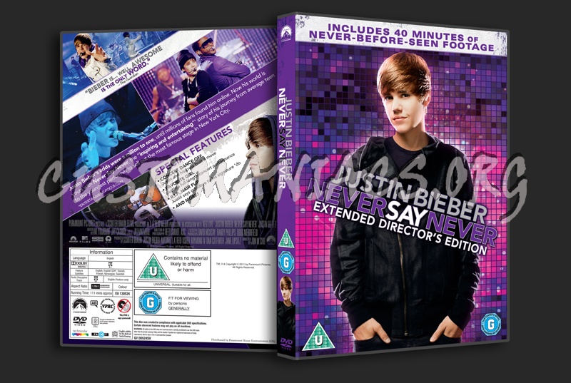 Justin Bieber Never Say Never dvd cover