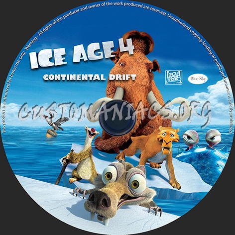 Ice age 4 Continental Drift dvd label