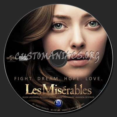 Les Miserables (2012) blu-ray label