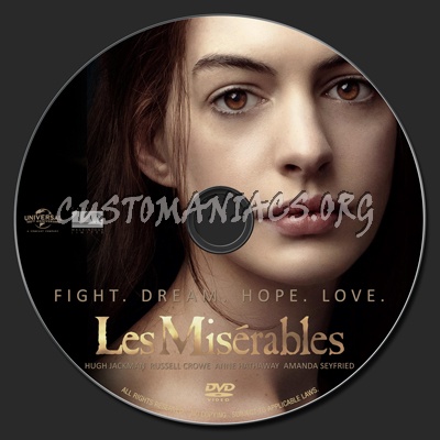 Les Miserables (2012) dvd label