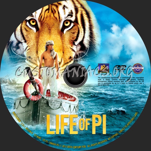 Life of Pi (2012) dvd label