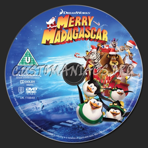 Merry Madagascar dvd label