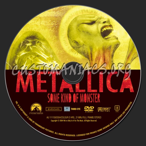 Metallica Some Kind of Monster dvd label