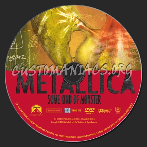 Metallica Some Kind of Monster dvd label