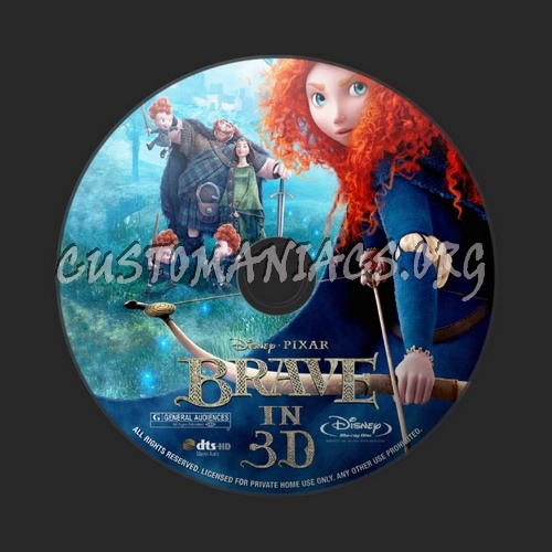 Brave 3D blu-ray label