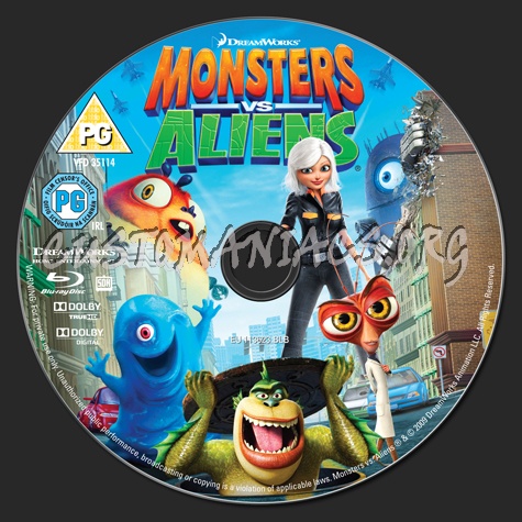 Monsters VS Aliens blu-ray label