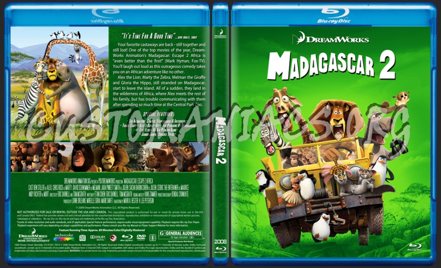 Madagascar 2 blu-ray cover