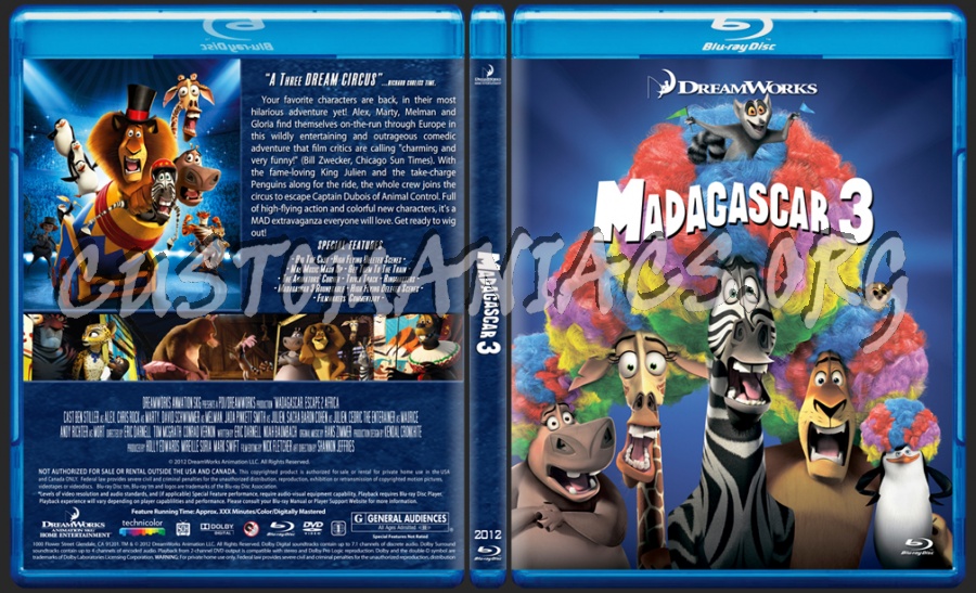 Madagascar 3 blu-ray cover