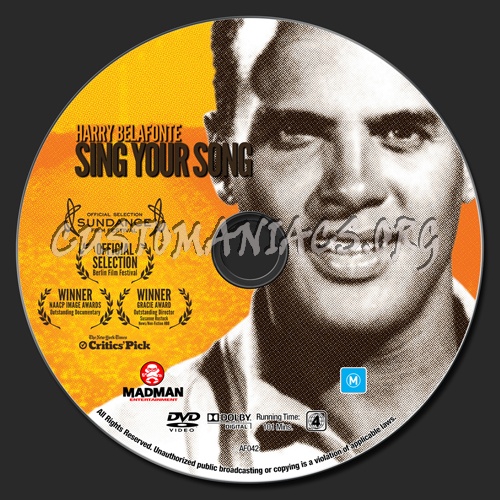 Harry Belafonte - Sing Your Song dvd label