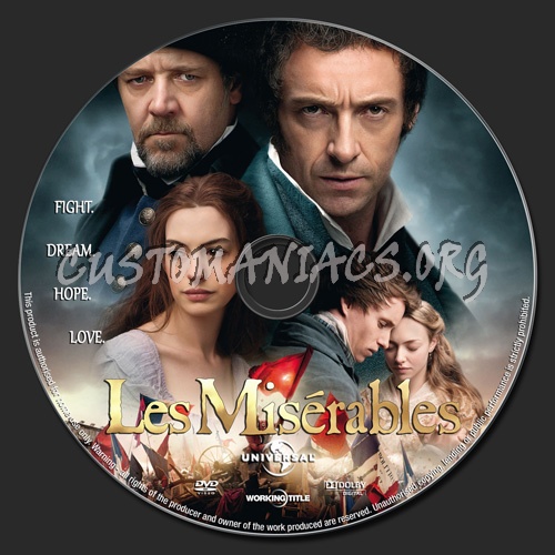 Les Miserables (2012) dvd label