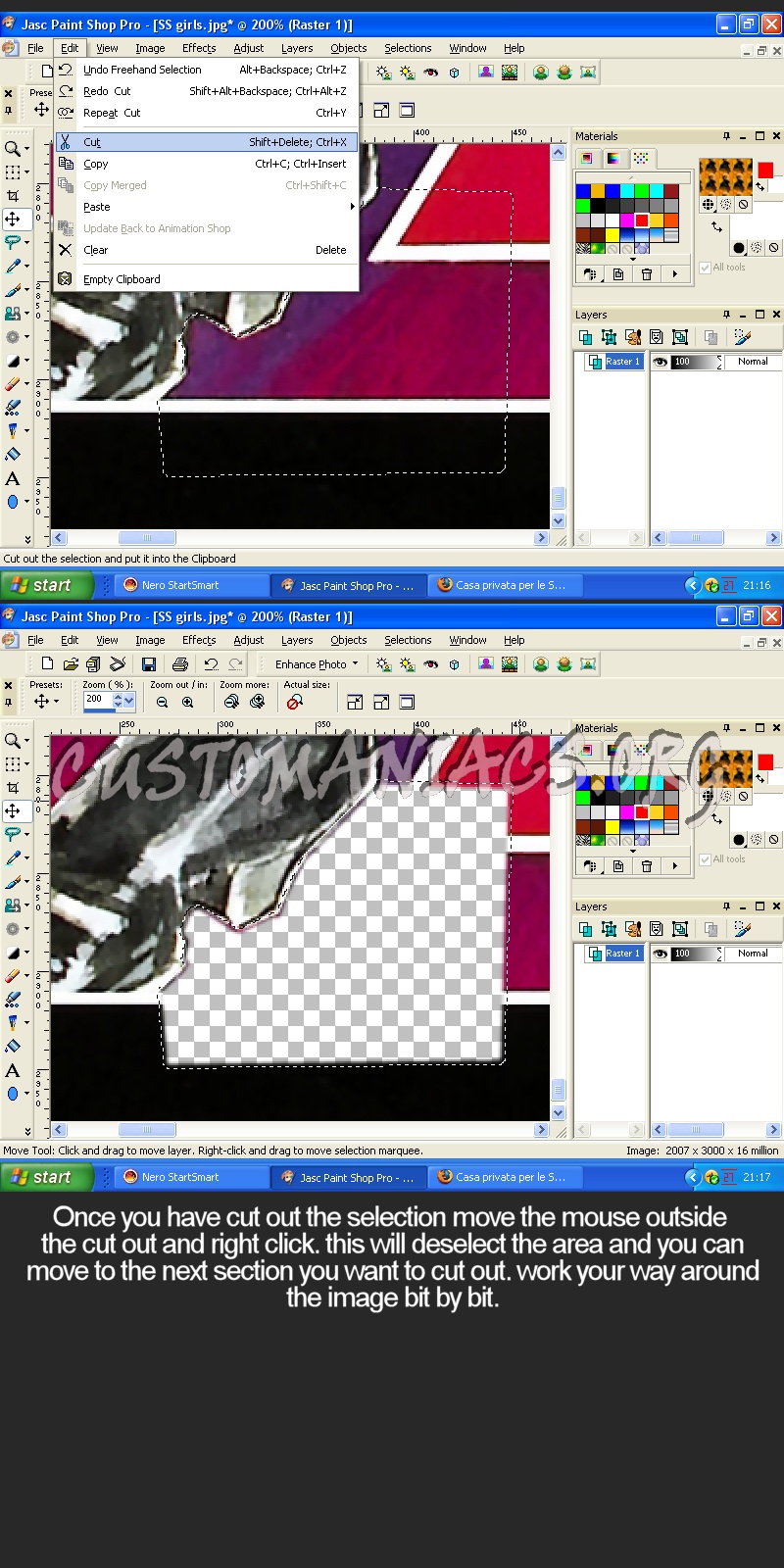 Cutting out an image in PaintShop Pro 
