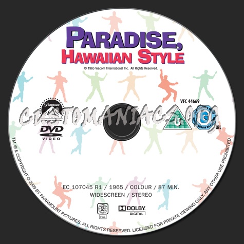 Paradise, Hawaiian Style dvd label