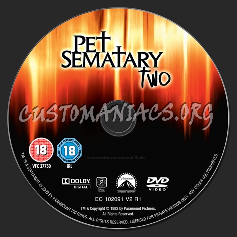 Pet Sematary 2 dvd label