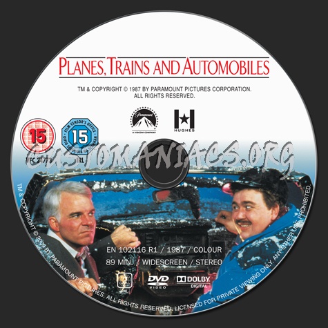 Planes, Trains and Automobiles dvd label