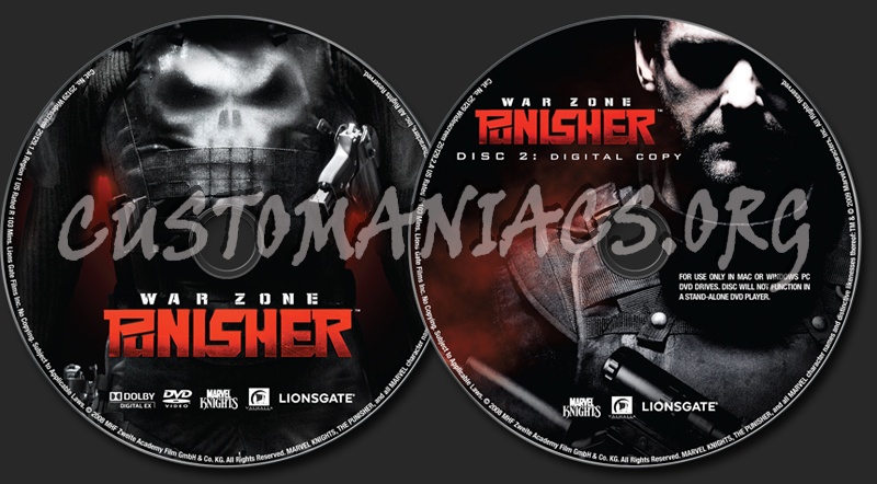 Punisher War Zone dvd label