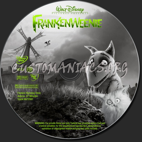 Frankenweenie dvd label