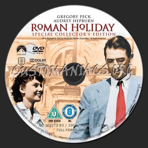 Roman Holiday dvd label