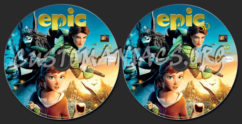 Epic (2D or 3D) blu-ray label