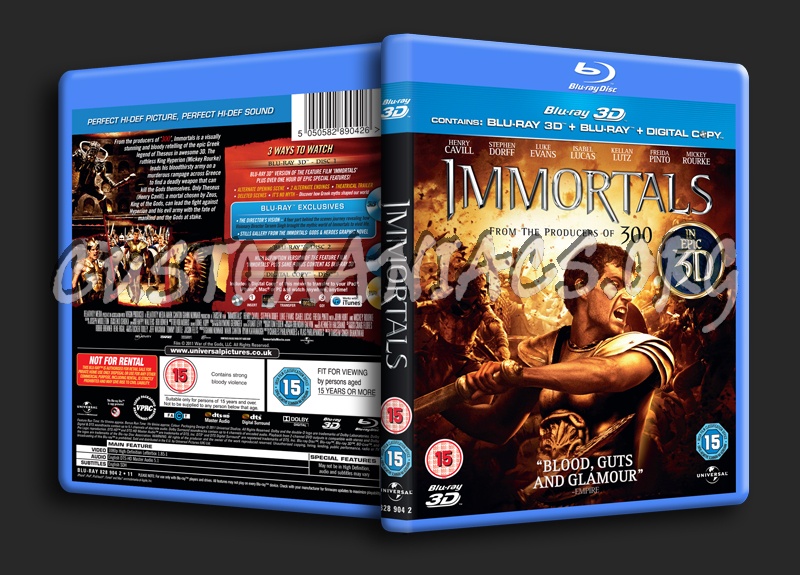 Immortals 3D blu-ray cover