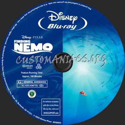 Finding Nemo blu-ray label