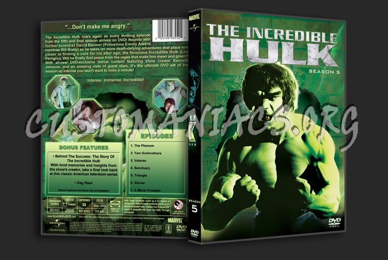 The Incredible Hulk: Seasons 1-5 dvd cover