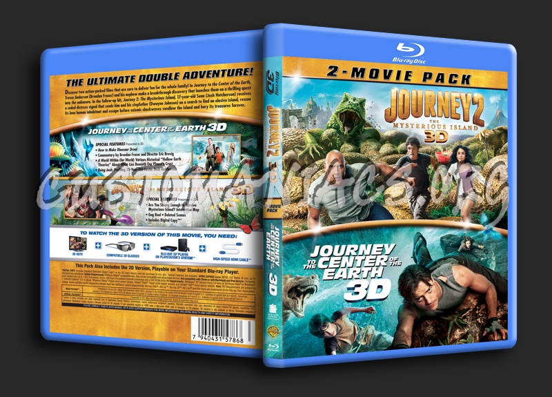 Journey 2 the Mysterious Island 3D / Journey to the Center of the Earth 3D blu-ray cover