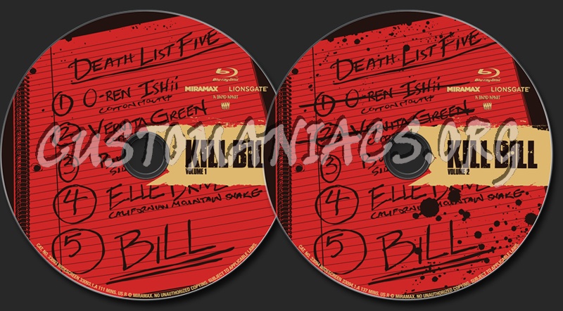 Kill Bill Volume 1&2 blu-ray label