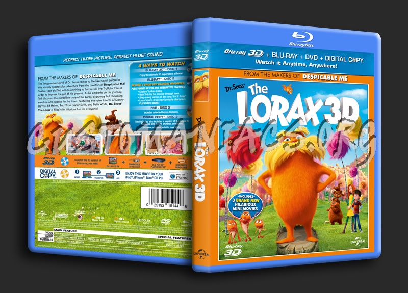 The Lorax 3D blu-ray cover