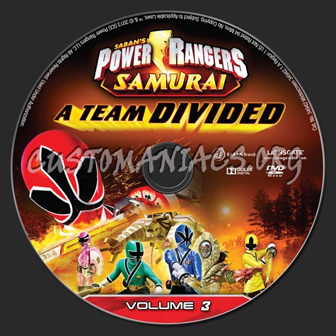 Power Rangers Samurai A Team Divided Volume 3 dvd label